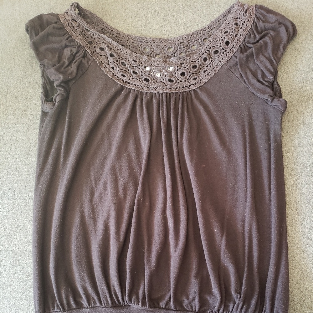 Black top with eyelet collar